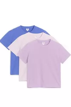 Футболка с круглым вырезом, в наборе 3 шт Arket, фиолетовый