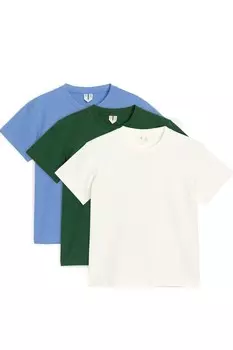 Футболка с круглым вырезом, в наборе 3 шт Arket, зеленый