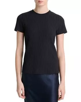 Футболка с круглым вырезом в рубчик Vince, синий