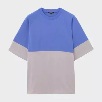 Футболка с круглым вырезом в стиле колор-блок Мужская PLST, синий