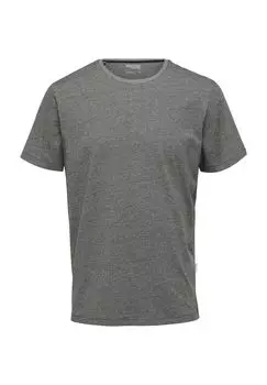 Футболка с круглым вырезом, заниженная линия плеча, мужская SELECTED, цвет Black