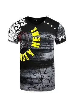 Футболка с крупным принтом спереди RUSTY NEAL, черный