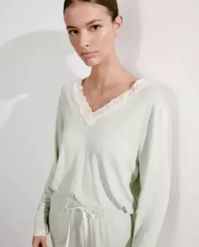 Футболка с кружевной отделкой nfasis, цвет 582 Verde agua