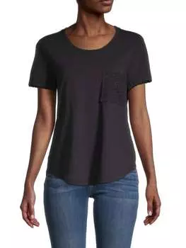 Футболка с кружевным карманом Wit & Wisdom Black