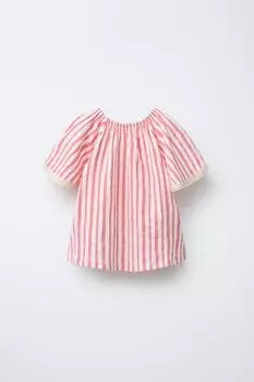 Футболка с кружевным принтом ZARA, розовый