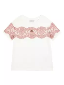 Футболка с кружевными деталями Dolce & Gabbana Kids, белый