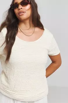 Футболка с кружевом и оборкой на спине Simply Be, белый