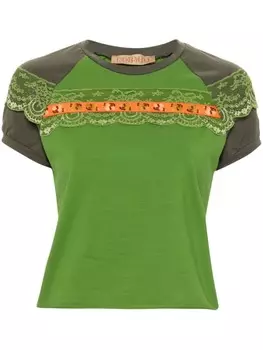Футболка с кружевом и рукавами реглан CORMIO, зеленый