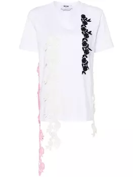 Футболка с кружевом MSGM, белый