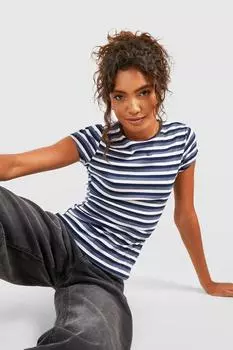 Футболка с крышкой и рукавами в резинку Boohoo, нави