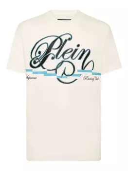 Футболка с курсивным бордером Philipp Plein, белый