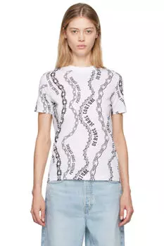 Футболка с кутюрной отделкой «Chain Couture» белого и черного цветов Versace Jeans Couture