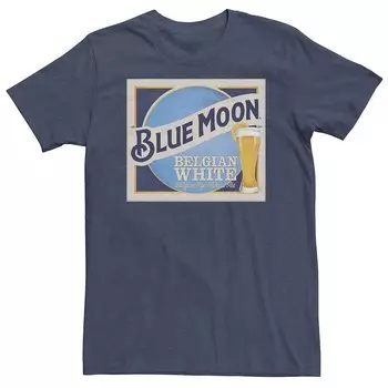 Футболка с квадратным логотипом Big & Tall Blue Moon Beer Licensed Character, цвет Navy Heather