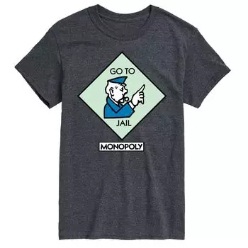 Футболка с квадратным рисунком Big & Tall Monopoly Go To Jail Licensed Character