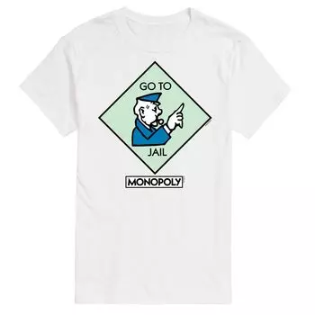 Футболка с квадратным рисунком Big & Tall Monopoly Go To Jail Licensed Character, белый
