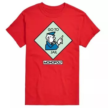 Футболка с квадратным рисунком Big & Tall Monopoly Go To Jail Licensed Character, красный