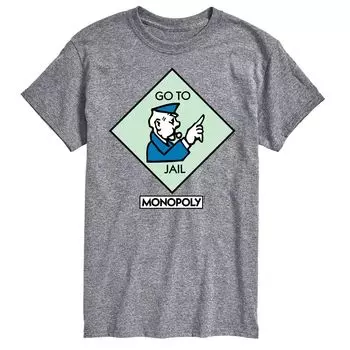 Футболка с квадратным рисунком Big & Tall Monopoly Go To Jail Licensed Character, серый