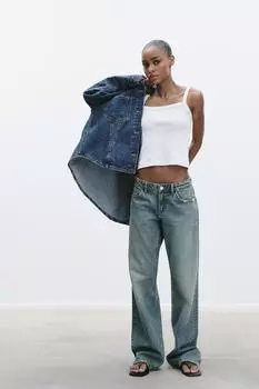 Футболка с квадратным вырезом ZARA, белый