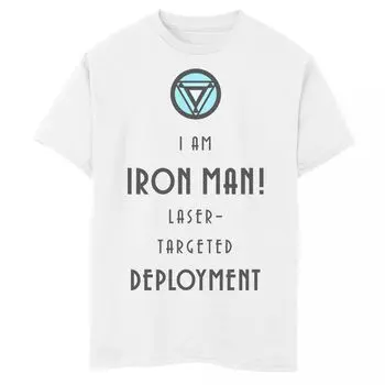 Футболка с лазерным наведением и текстовым графическим изображением Marvel Iron Man для мальчиков 8–20 лет Marvel