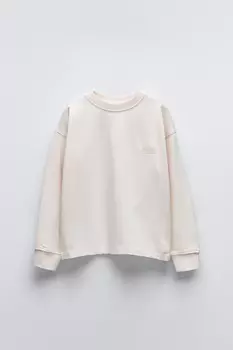Футболка с лейблом из тяжелого джерси ZARA, экрю