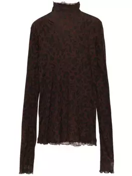 Футболка с леопардовым принтом Alysi, коричневый