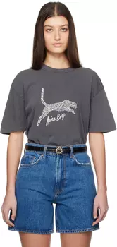 Футболка с леопардовым принтом Black Walker potted ANINE BING