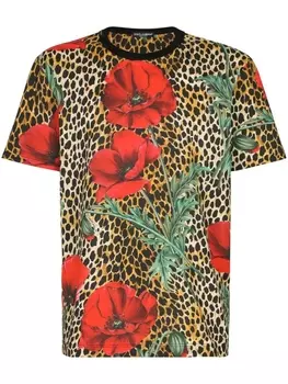 Футболка с леопардовым принтом Dolce & Gabbana, коричневый