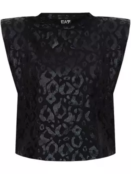 Футболка с леопардовым принтом Ea7 Emporio Armani, черный