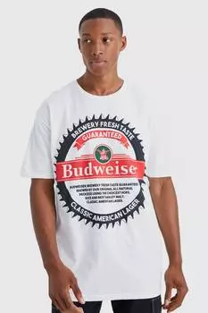 Футболка с лицензией budweiser оверсайз Boohoo, белый
