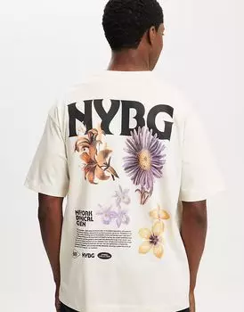 Футболка с лицензией New York: хлопок On Box fit в цвете nybg cream puff/nybg - цветы Cotton:On