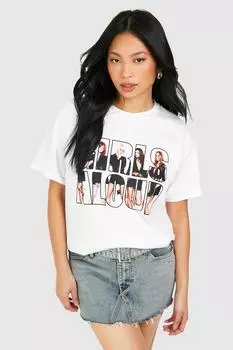 Футболка с лицензией Petite Girls Aloud boohoo, белый