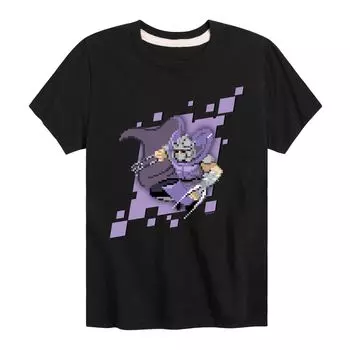 Футболка с лицензированным персонажем для мальчиков TMNT Shredder Pixels Licensed Character, черный
