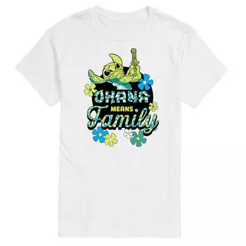 Футболка's Lilo & Stitch Big & Tall Ohana Means Family с цветком Disney, белый