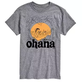 Футболка 's Lilo & Stitch Big & Tall Ohana с цветком Disney, серый