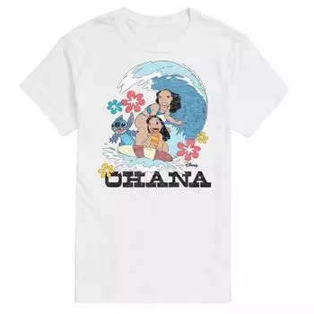 Футболка's Lilo & Stitch Big & Tall Ohana Surfing с цветком Disney, белый