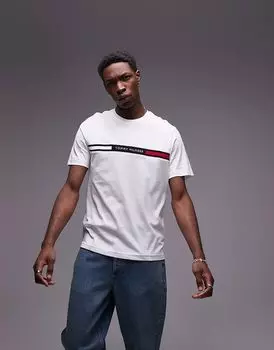 Футболка с линейным флагом белого цвета Tommy Hilfiger
