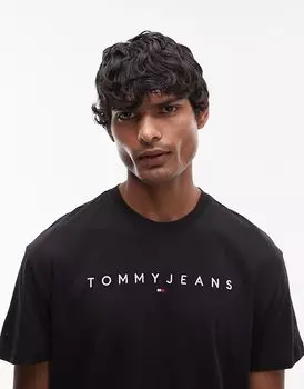 Футболка с линейным логотипом черного цвета Tommy Jeans