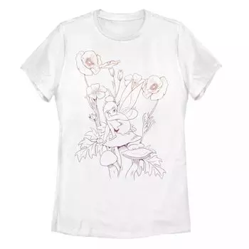 Футболка с линейным рисунком и изображением грибов и цветов Disney's Tinker Bell Juniors Disney