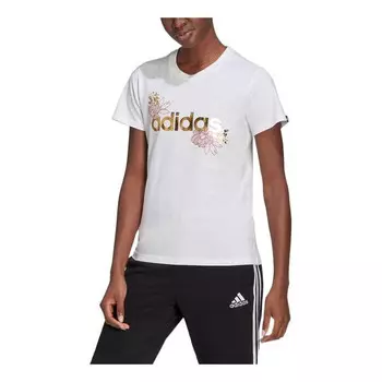 Футболка с линейным рисунком из фольги Adidas, белый