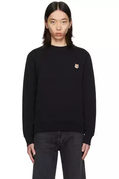 Футболка с лисьей головой Regular Maison Kitsun, черный