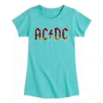 Футболка с логотипом ACDC для девочек 7–16 лет Licensed Character, синий