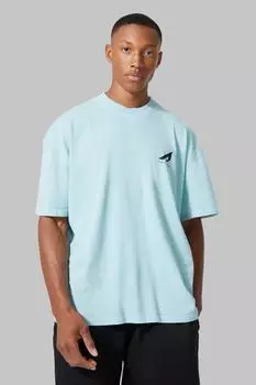 Футболка с логотипом active оверсайз Boohoo, синий