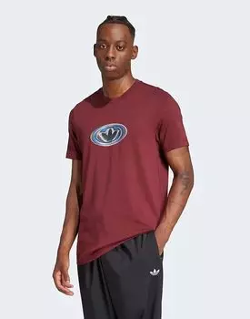 Футболка с логотипом Adidas originals 90-х годов в темно-красном цвете