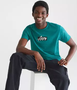 Футболка с логотипом Aero Script Box и графическим рисунком Aeropostale, зеленый