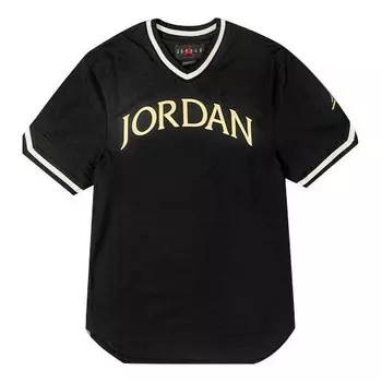Футболка с логотипом алфавита баскетбольные спортивные короткие рукава Air Jordan, черный