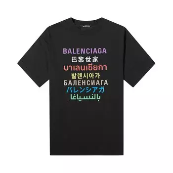 Футболка с логотипом Balenciaga Languages, цвет Черный/Многоцветный