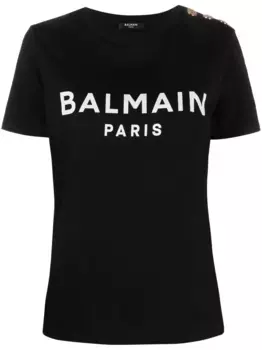 Футболка с логотипом BALMAIN, черный
