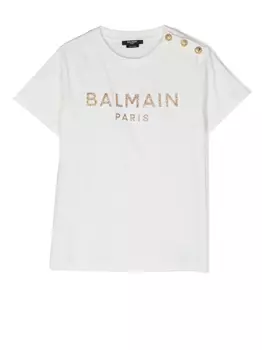 Футболка с логотипом Balmain Kids, белый