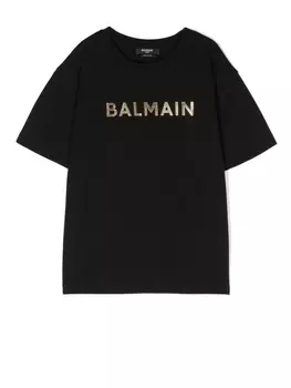 Футболка с логотипом Balmain Kids, черный