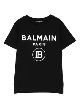 Футболка с логотипом Balmain Kids, черный